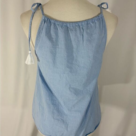 Vineyard Vines Chambray Tank Top with Shoulder Tassel Ties - Picture 4 of 6